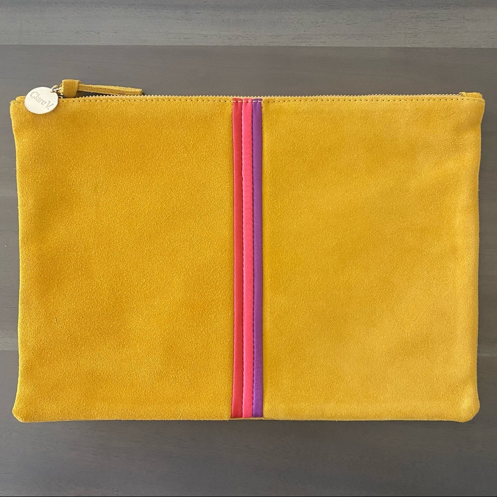 New Clare V. suede flat clutch.